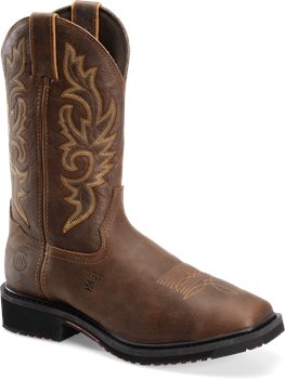Brown Double H Boot 12 Inch Wide Square Comp Toe 